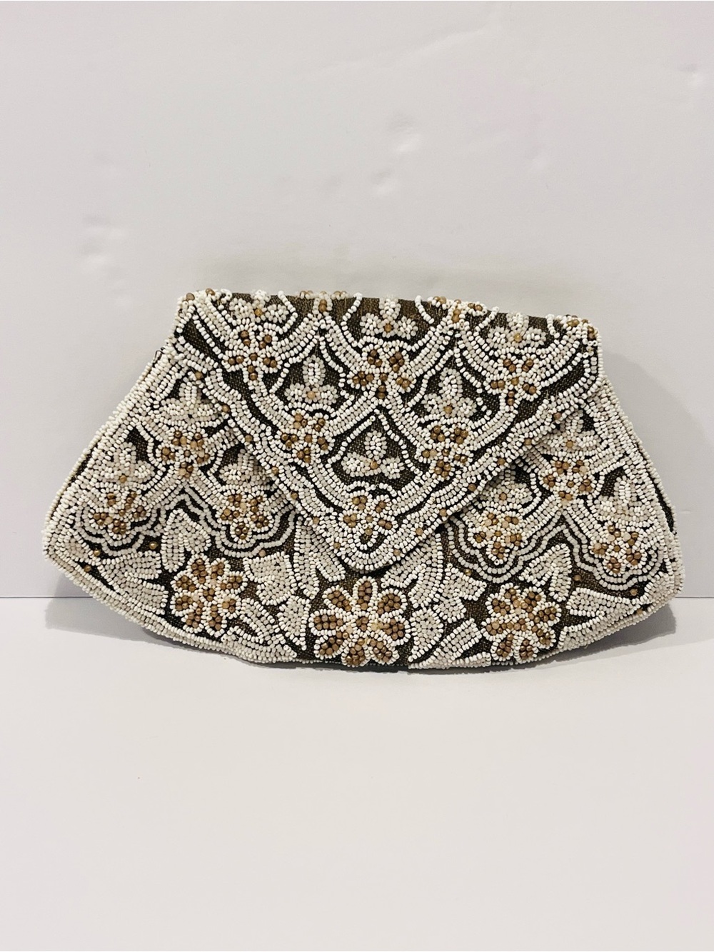 Antique 1920’s Micro Beaded Small Evening Bag Wristlet Made in France